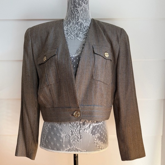 Vintage Houndstooth Cropped Jacket by Paul Stanley - Picture 2 of 11